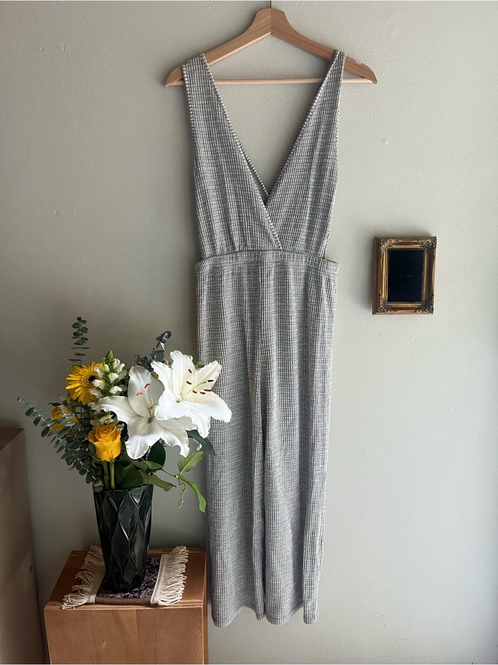 Caution To The Wind Gray Sleeveless V-Neck Jumpsuit